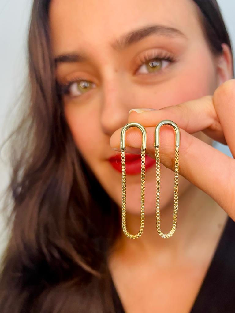 Miniatura: Brinco Feminino Fio Banhado a Ouro Estilo Blogueira Leve Top