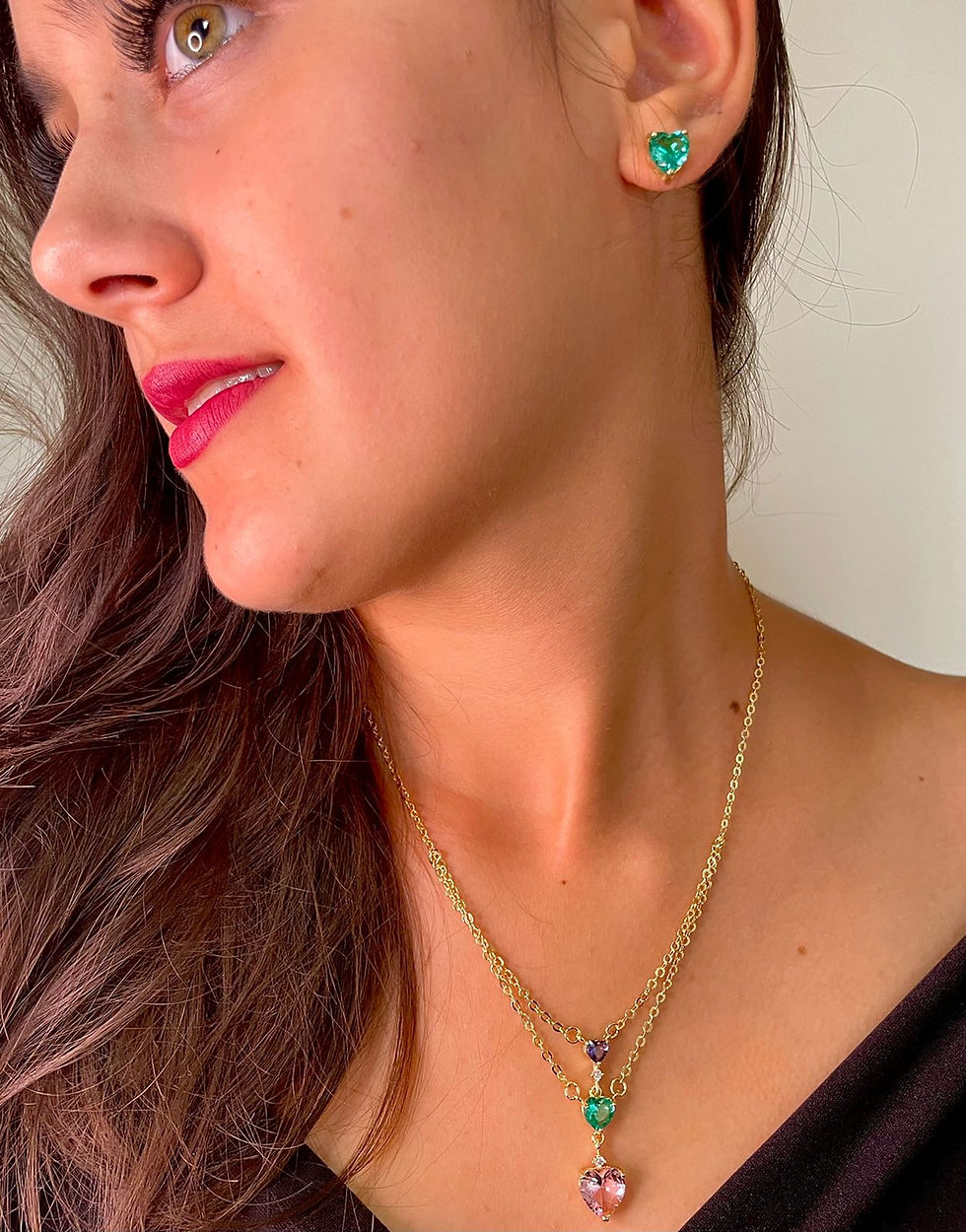 Conjunto Feminino Festa Cravejado Pedra Zircônia Semijoia