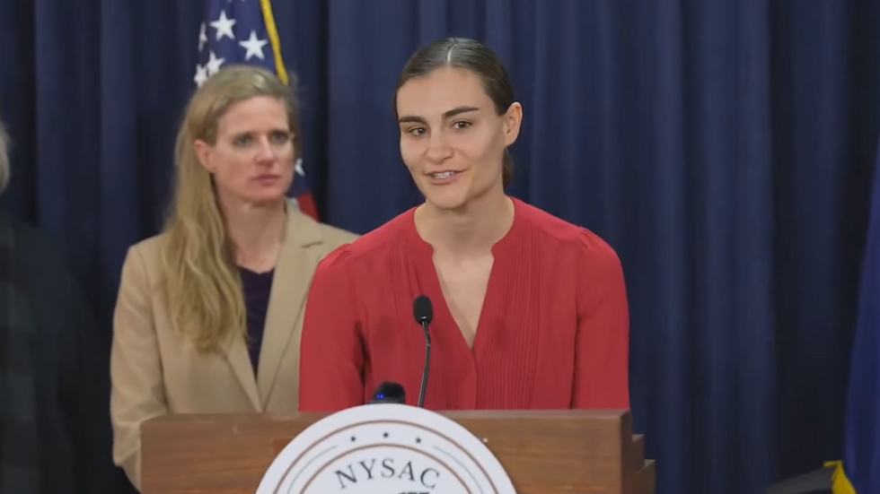 Alanna Badgley, MEMSE Cofounder, speaks at the NYSAC press conference.
