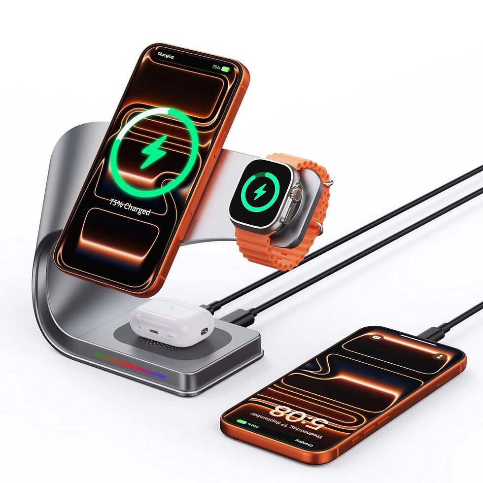 Thumbnail: Wireless Charger Stand Metal Shell Magnetic 15W Fast Charging Station Stand for 
