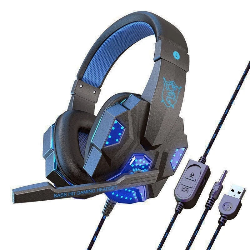 3.5mm Wired Gaming Headphones With Microphone 120° Adjustable PC Bass Stereo Ga