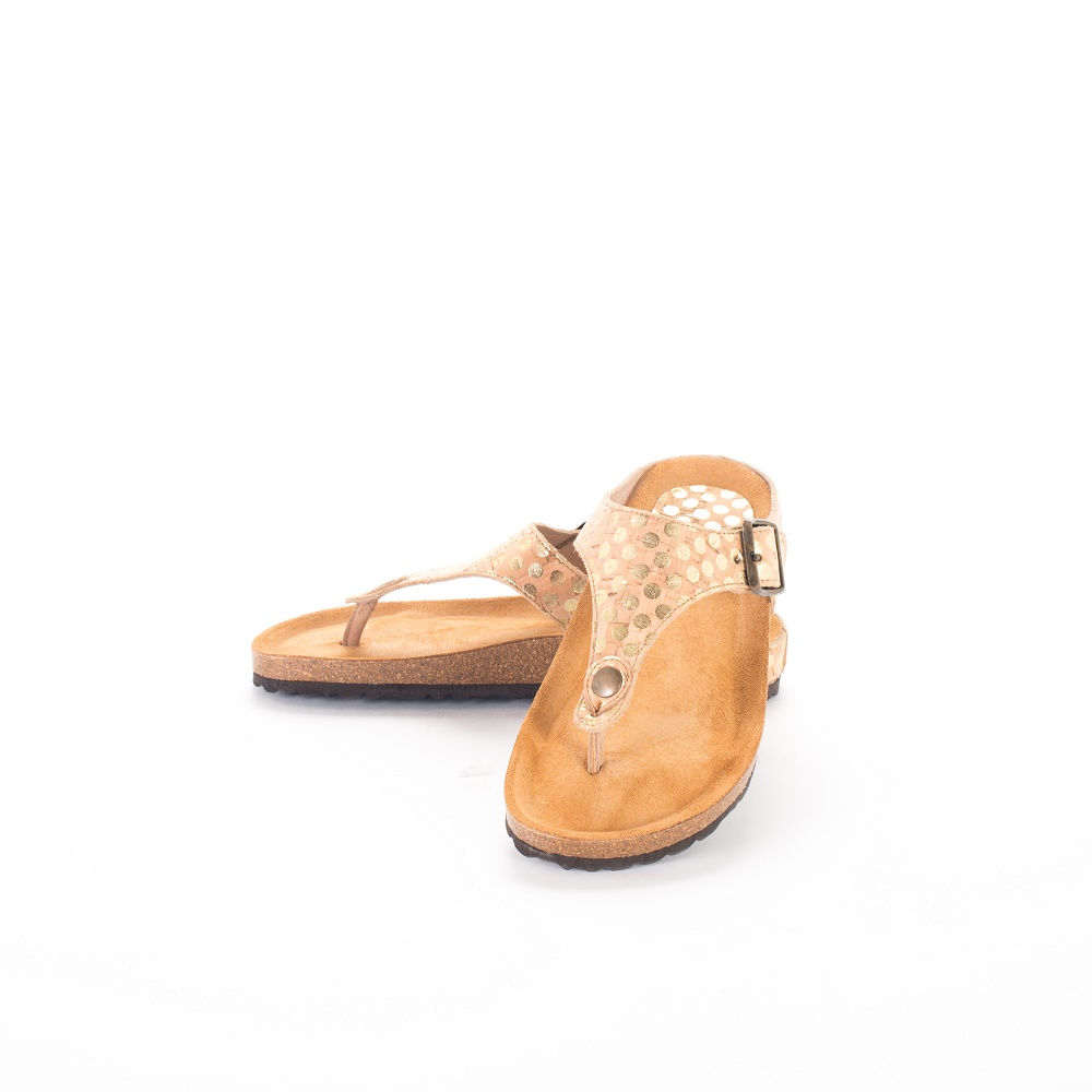 Teenslippers kurk bolletjes print maat 38