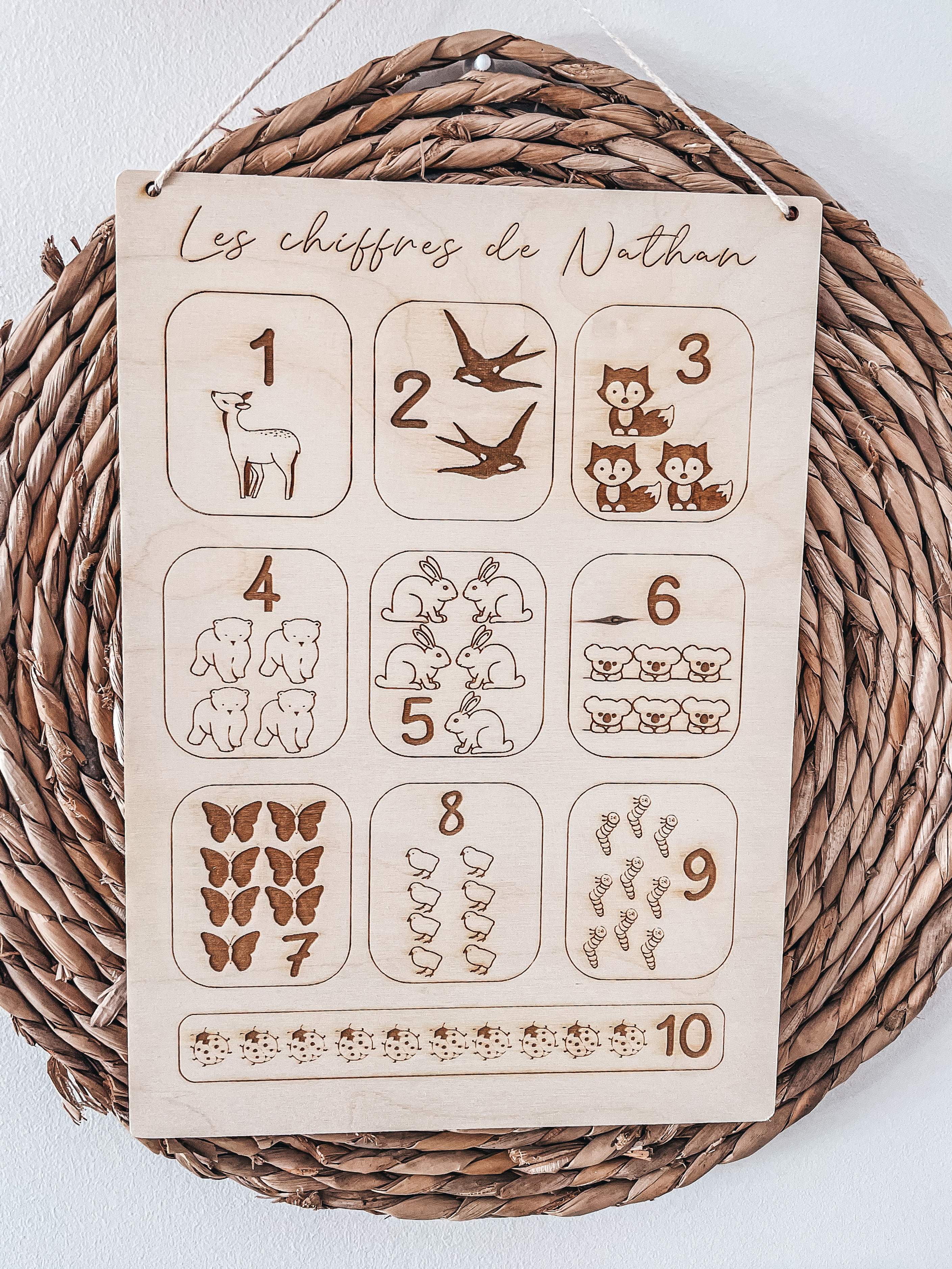 affiche chiffres bois enfant