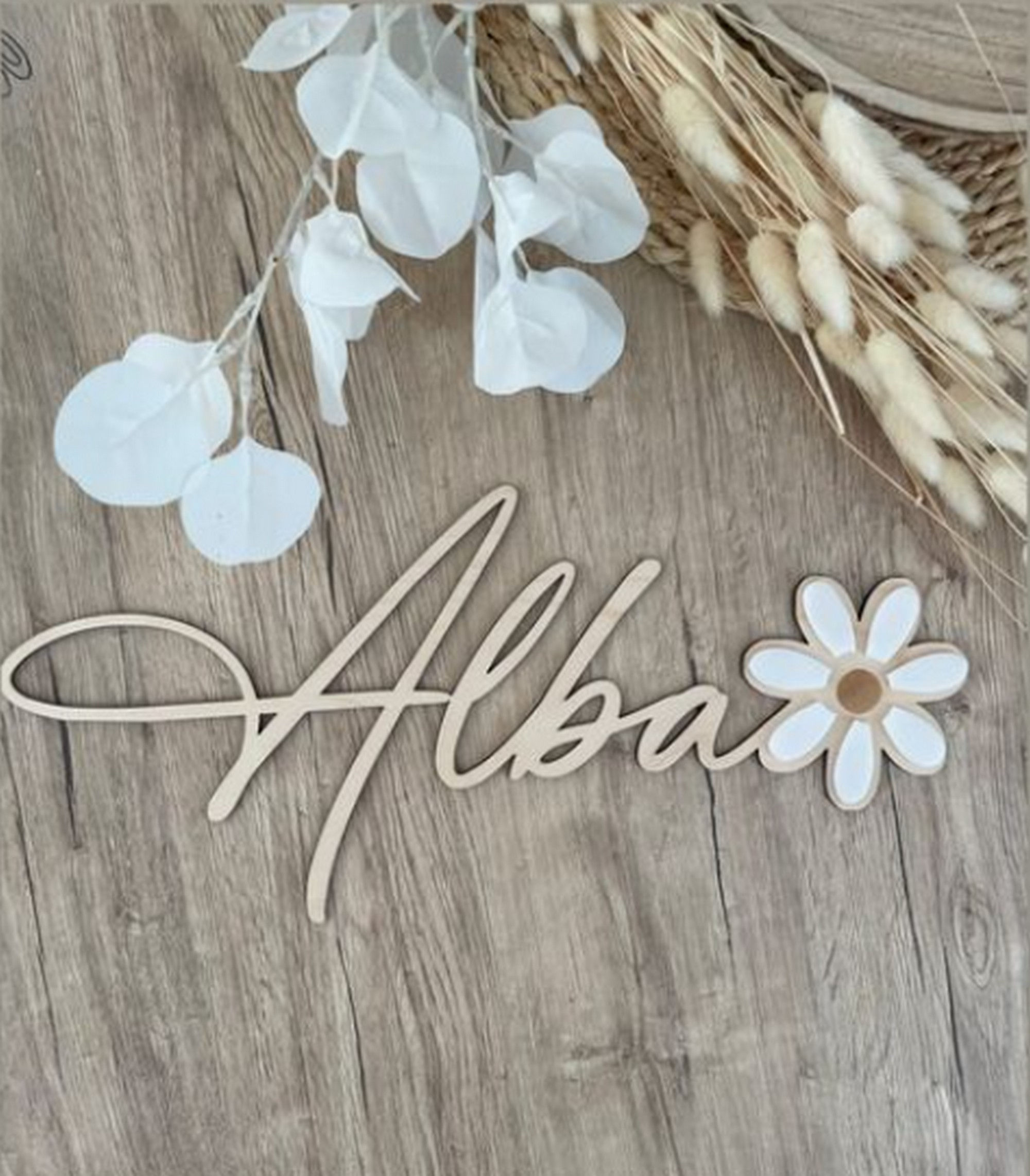 Prénom en bois marguerite