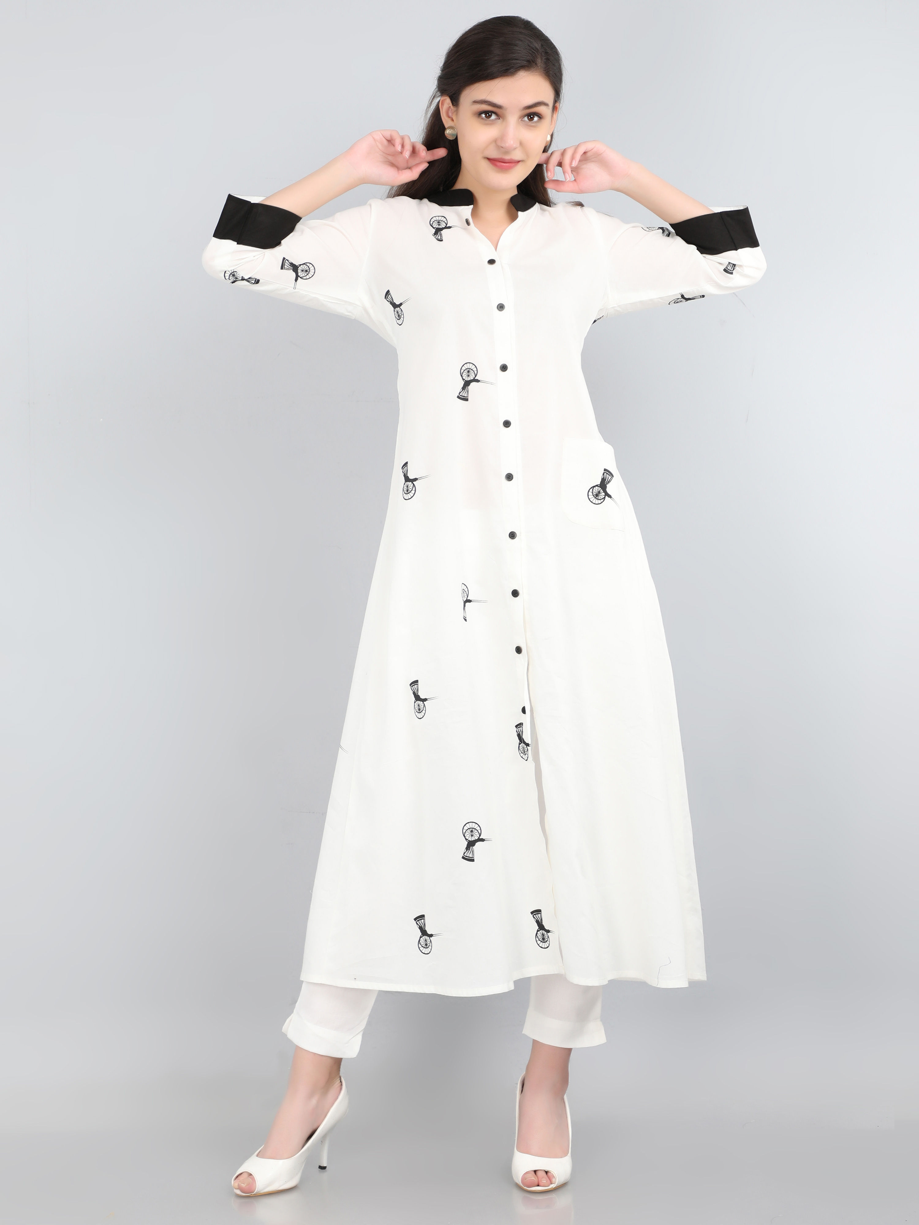 Jity of Coy Women's Cotton Dress/Kurti, Calcutta Rickshaw, Bleached Coral