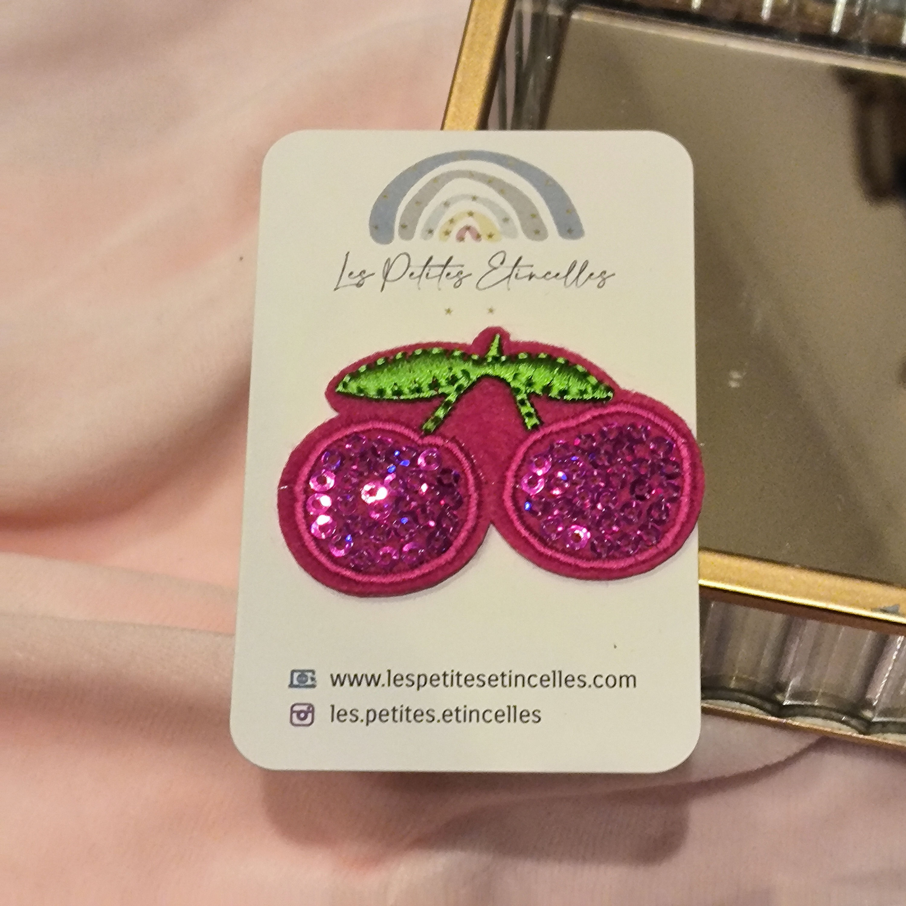 Cerises fuchsia sequin- Patch thermocollant 