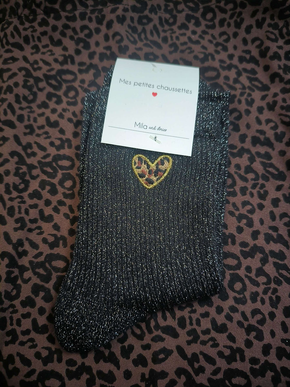 Miniature : CHAUSSETTES glitter cœur Léopard 