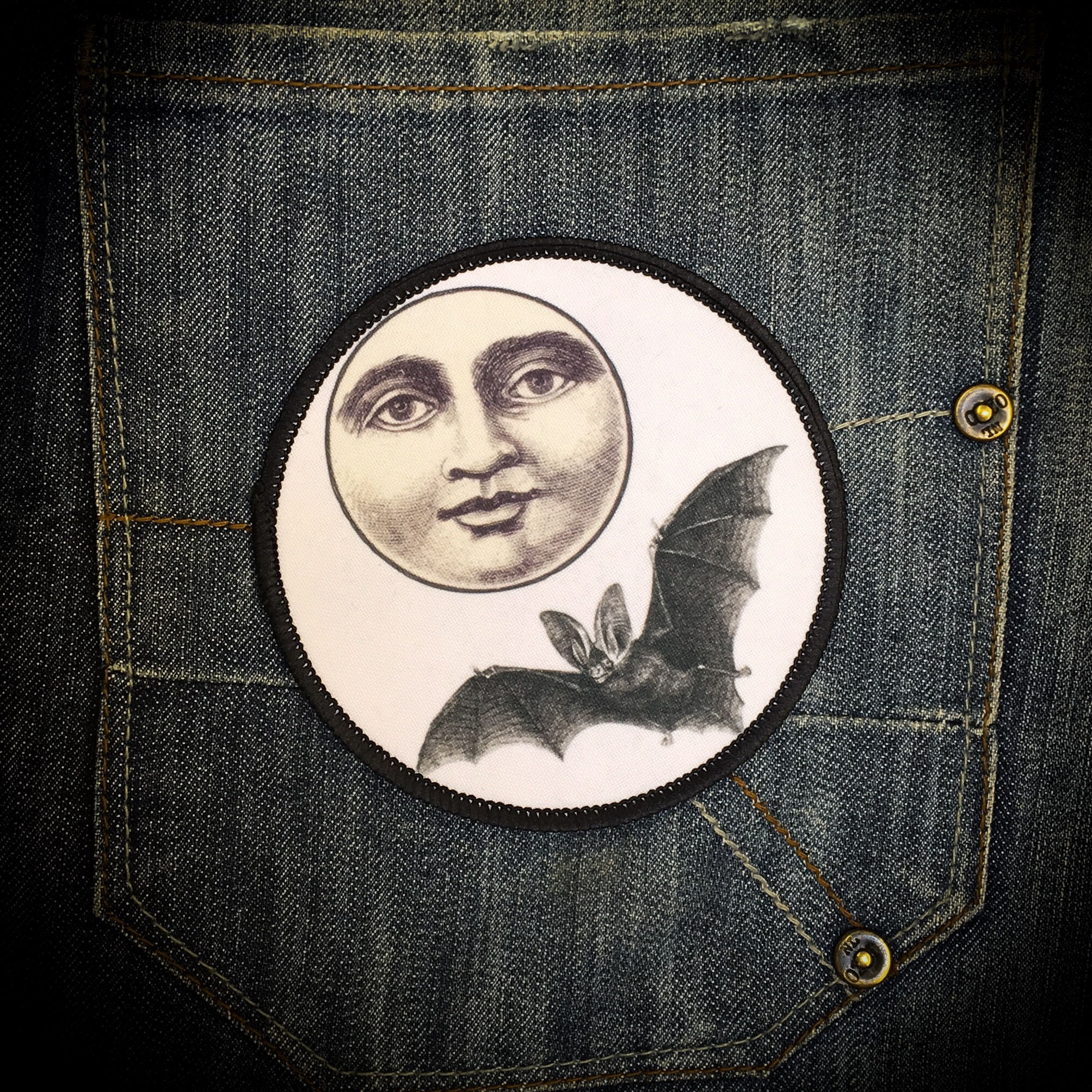 Bat Moon Round Printed Patch