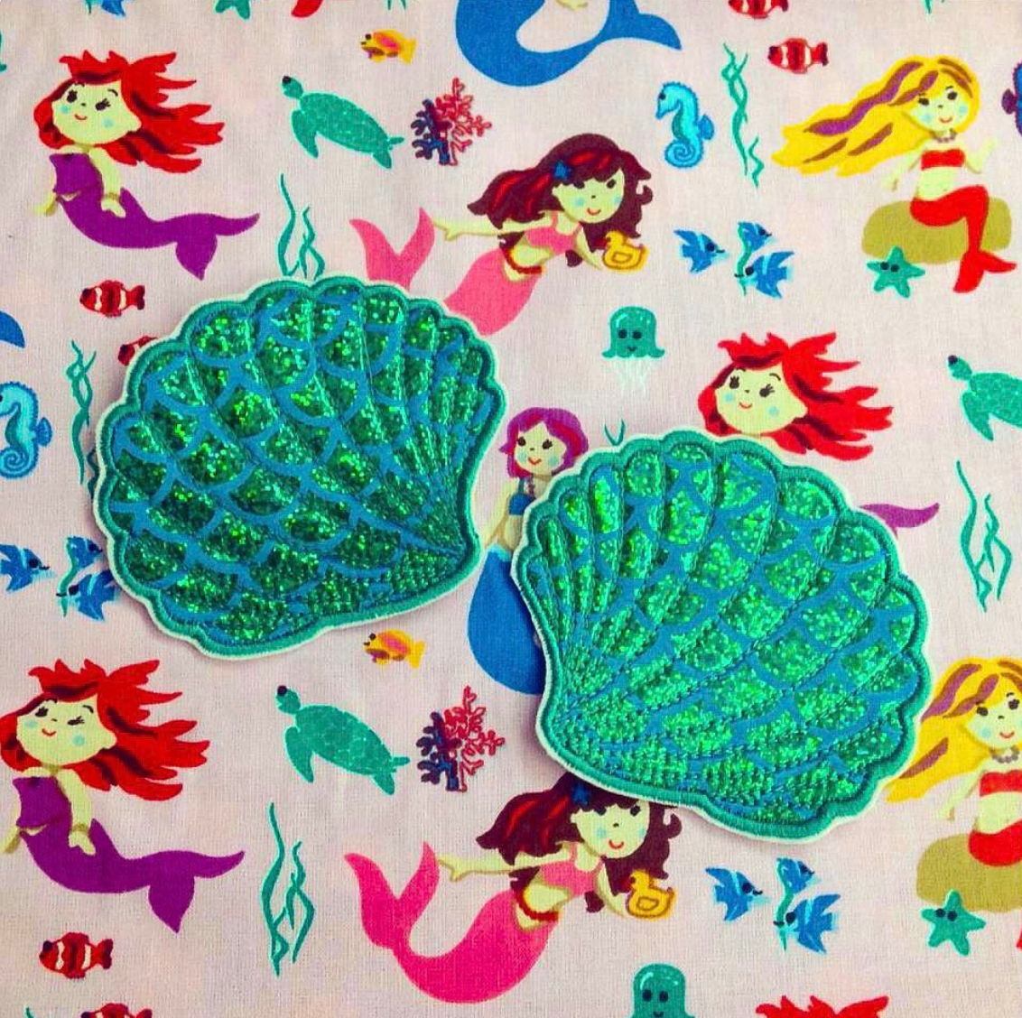 Mermaid Clam Shell Applique Embroidered patch
