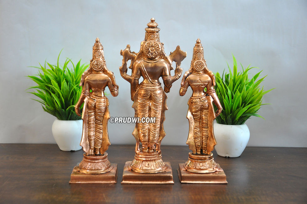 Thumbnail: Sridevi Bhoodevi Sameta Srinivasa idols made of pure copper