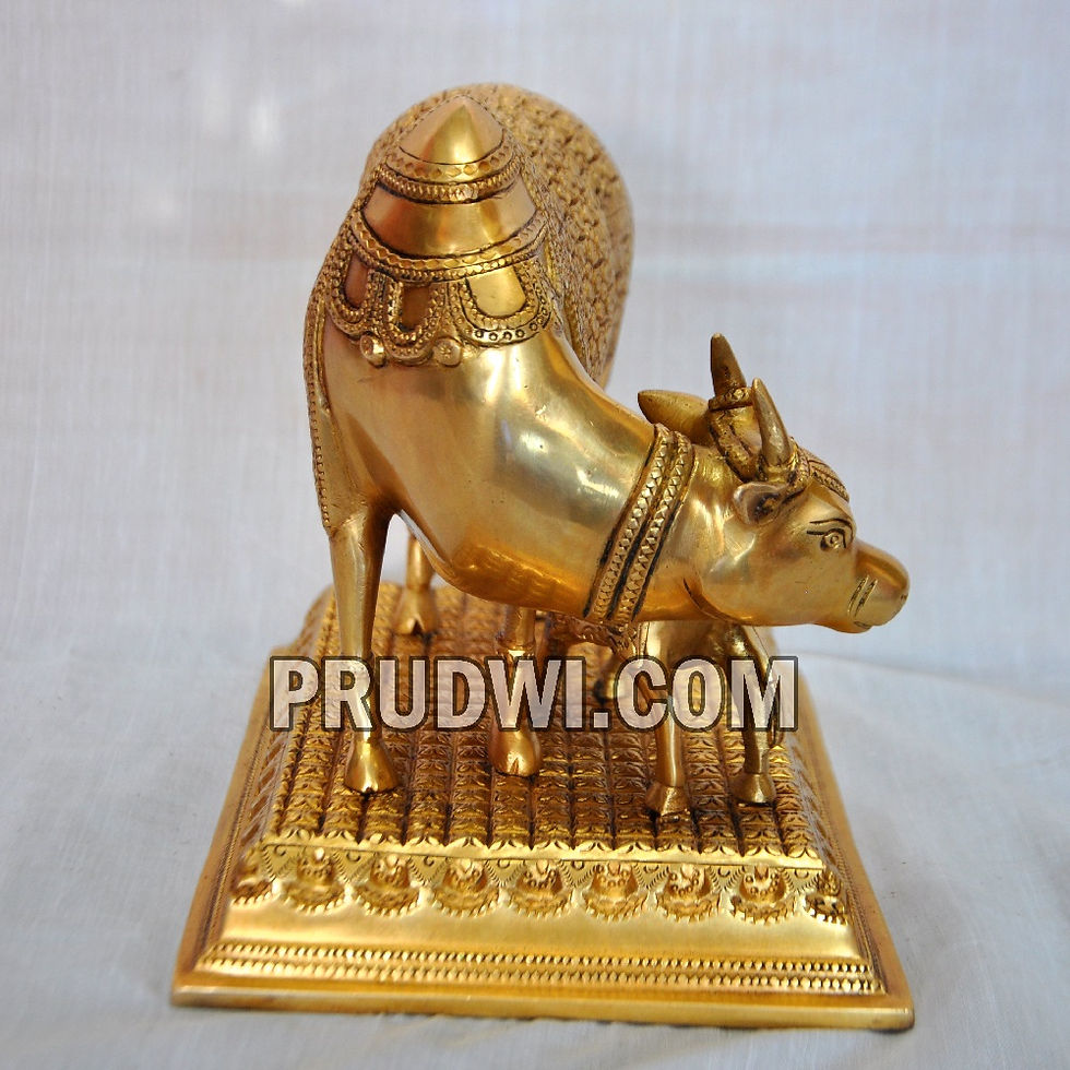 Thumbnail: Brass cow and calf statue for home decor or office decor