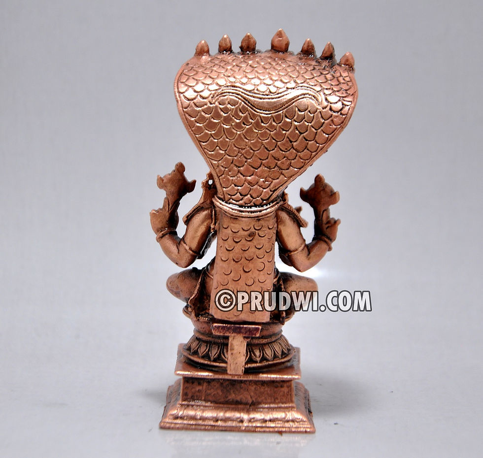 Thumbnail: lord krishna seated under Adisesha copper idol