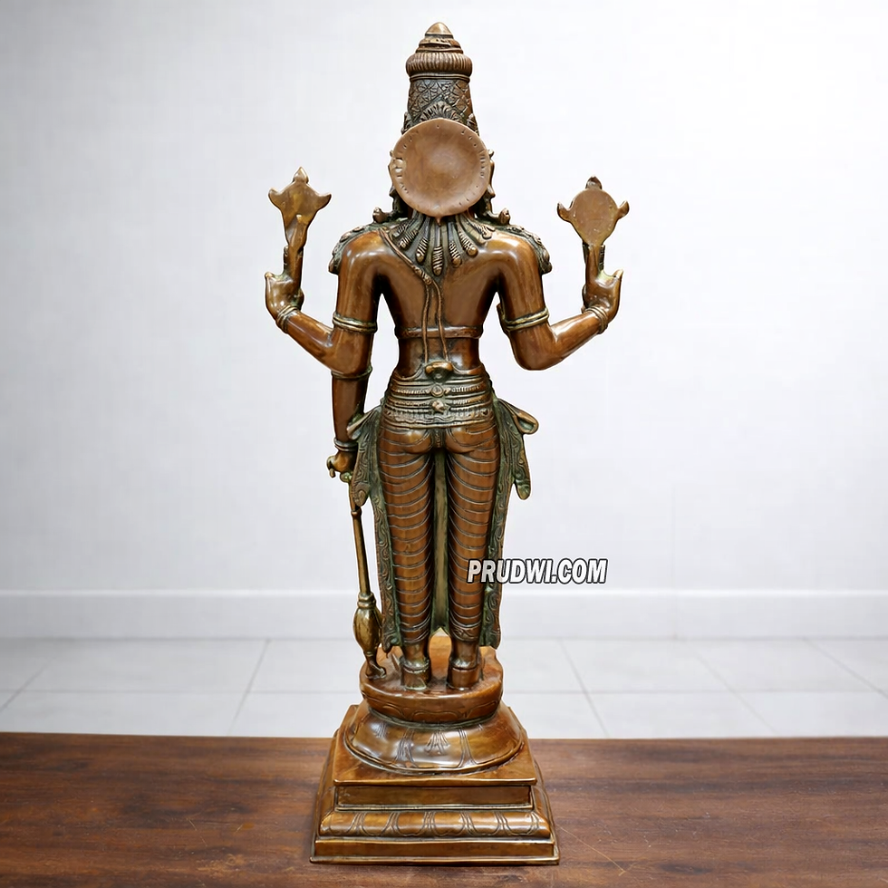 Thumbnail: Lord Maha Vishnu super fine brass statue chola style