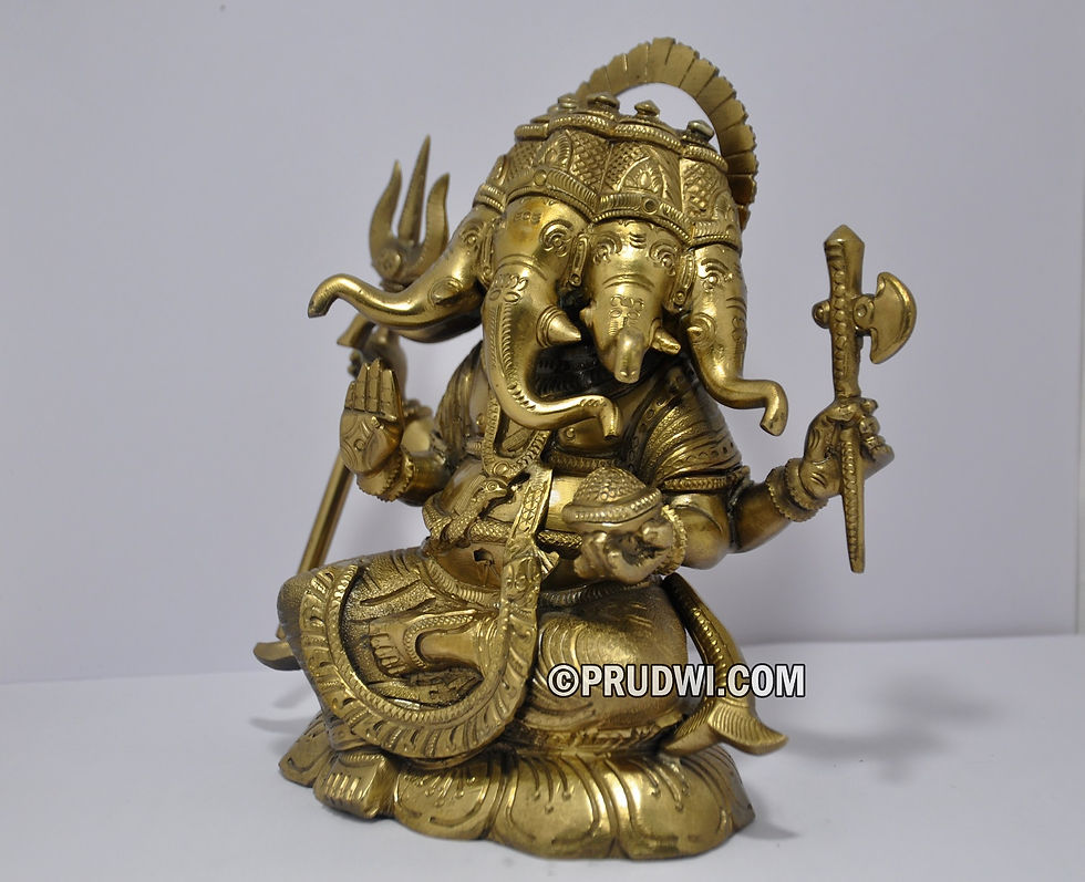 Thumbnail: Bronze panchamukhi ganesha idol
