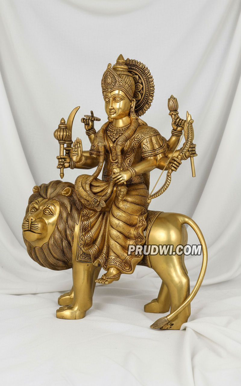 Thumbnail: Mother goddess durga devi super fine quality brass statue