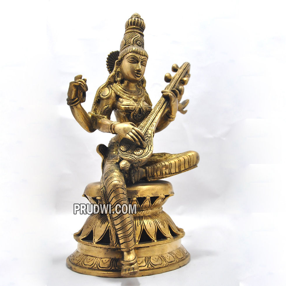 Thumbnail: Chola style goddess saraswati devi brass statue