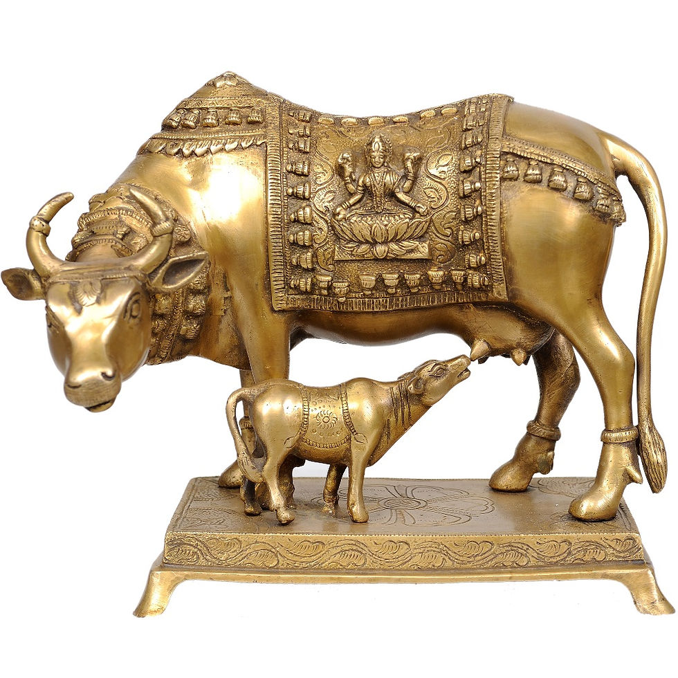 Thumbnail: Beautiful brass cow and calf statue for home decoration