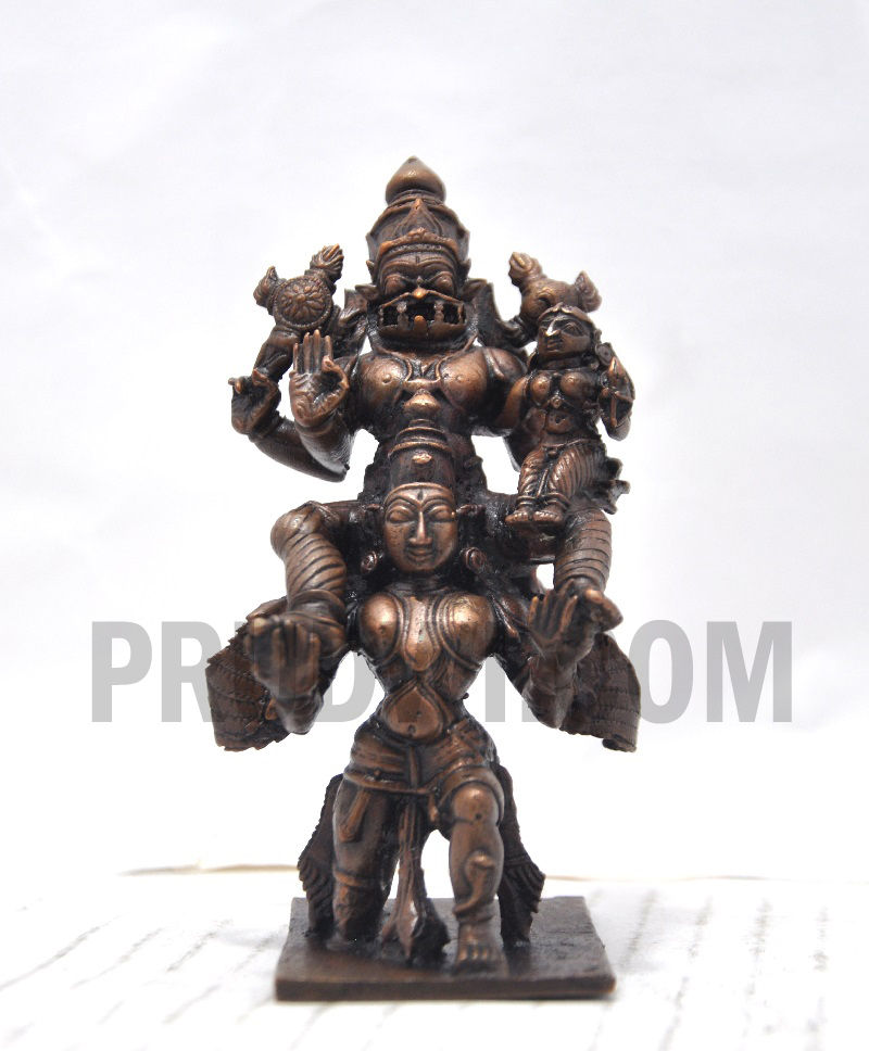 Purpledip Rare Collection Brass Idol Lord Vishnu Trimurti con Shiva y Purpledip Rare Collection Brass Idol Lord Vishnu Trimurti con Shiva y