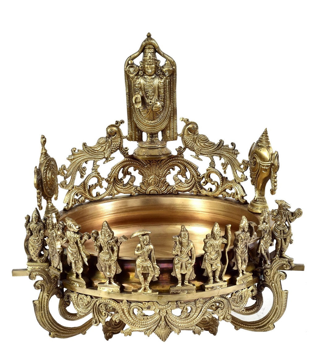 Bronze dasavataram Urli with lord venkateswara on top