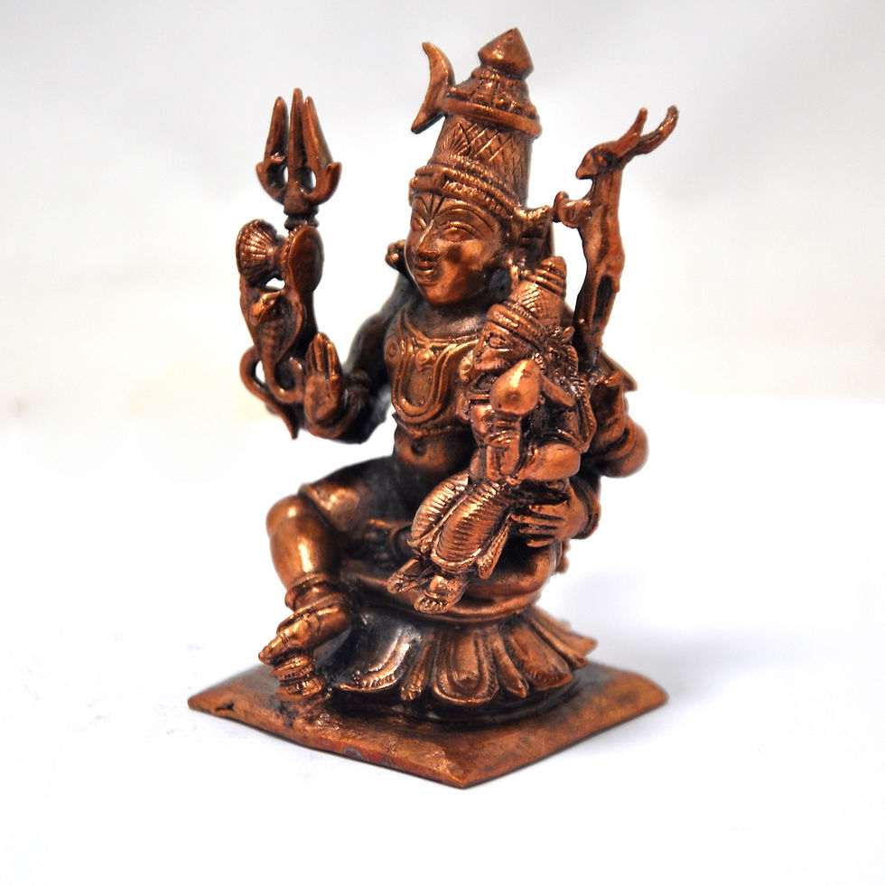 Thumbnail: Copper shiva parvati small idol for home pooja