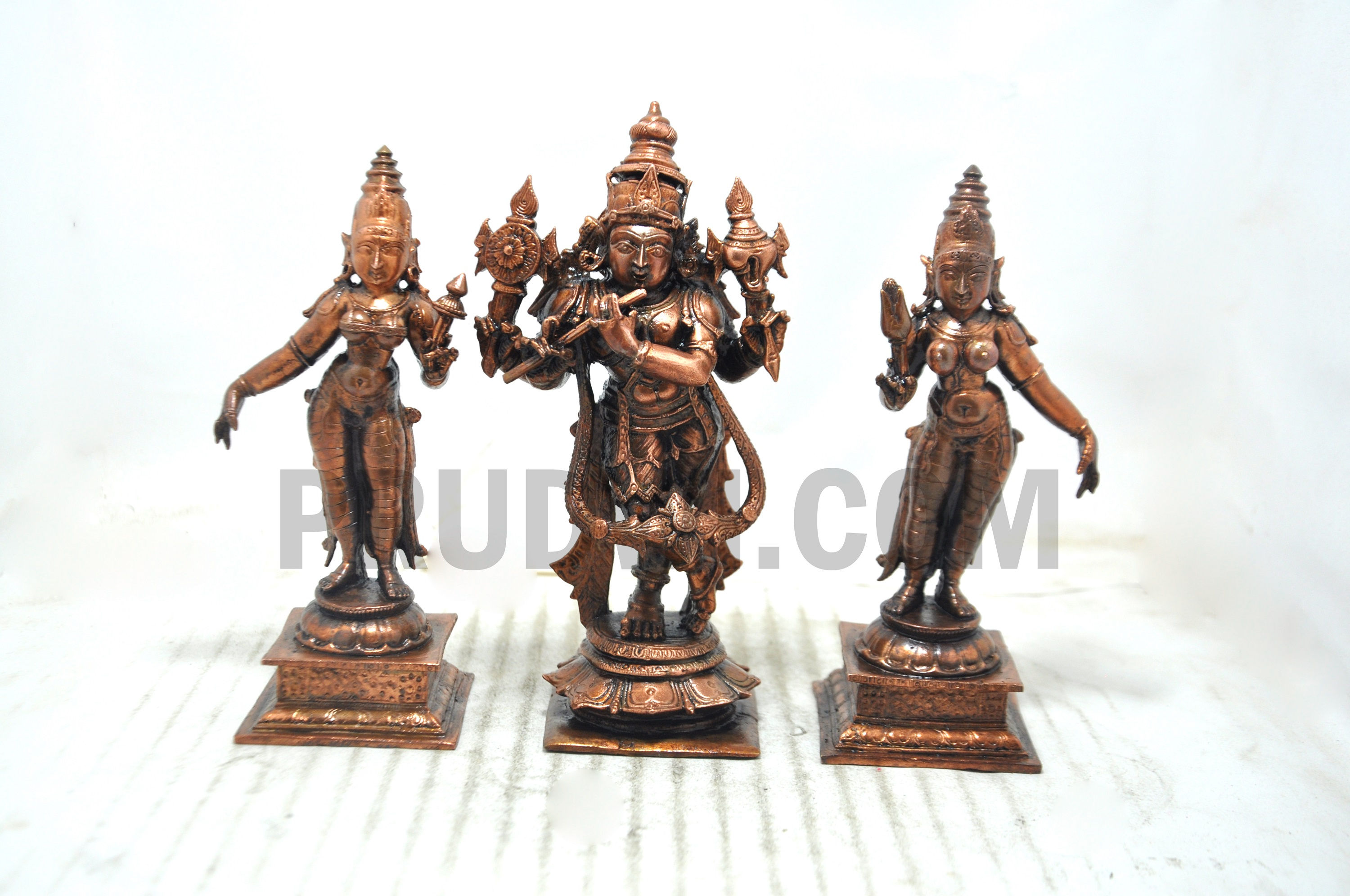 Rukmini Satyabhama sameta Sri Krishna copper idols