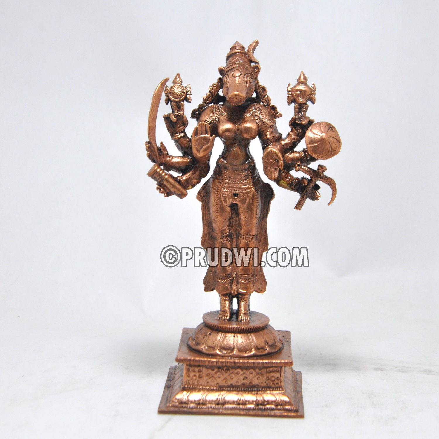 Goddess varahi devi standing idol made of pure copper