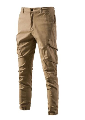 Slim Fit Solid Color Men's Trousers for Spring/Autumn