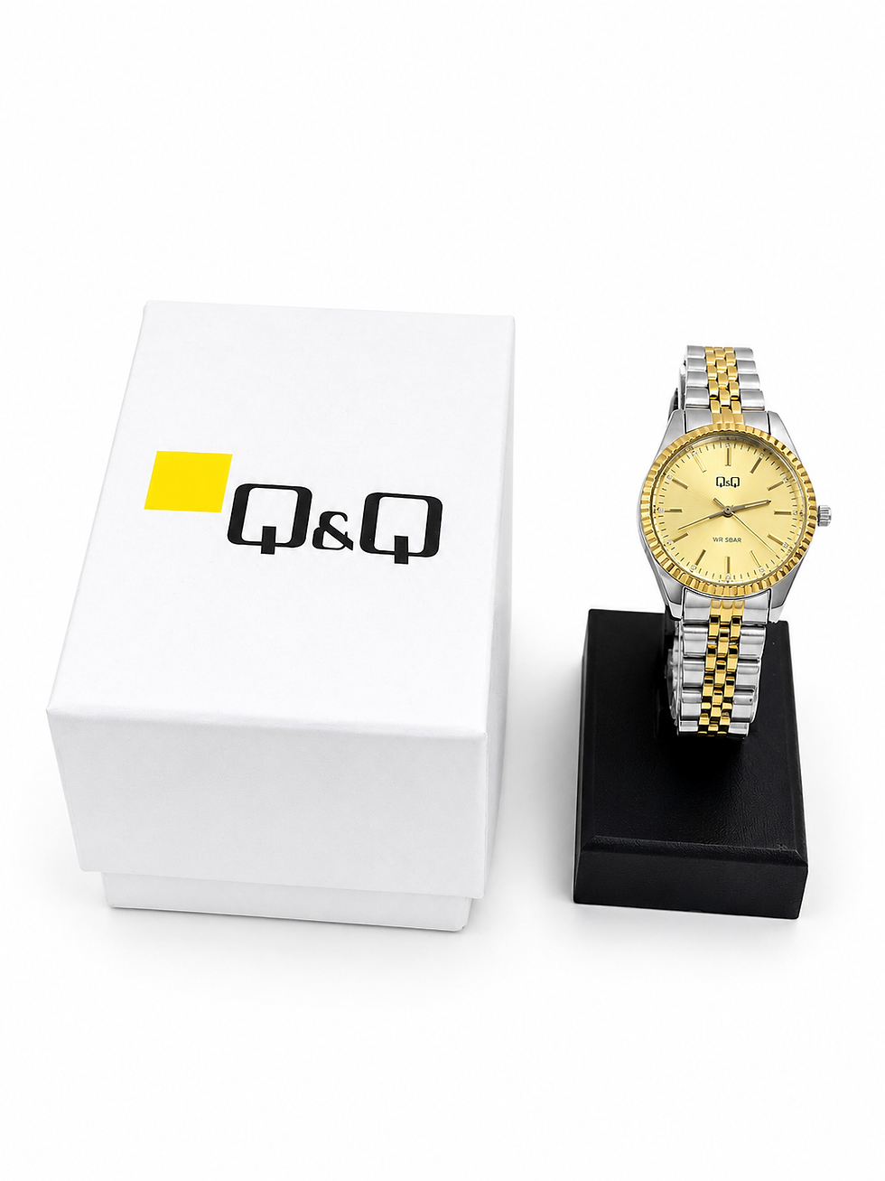 Miniatura: Reloj Mujer Q&q Bicolor Acero Desplegable
