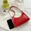 Thumbnail: Neon Red Stitch Detail Baguette Bag