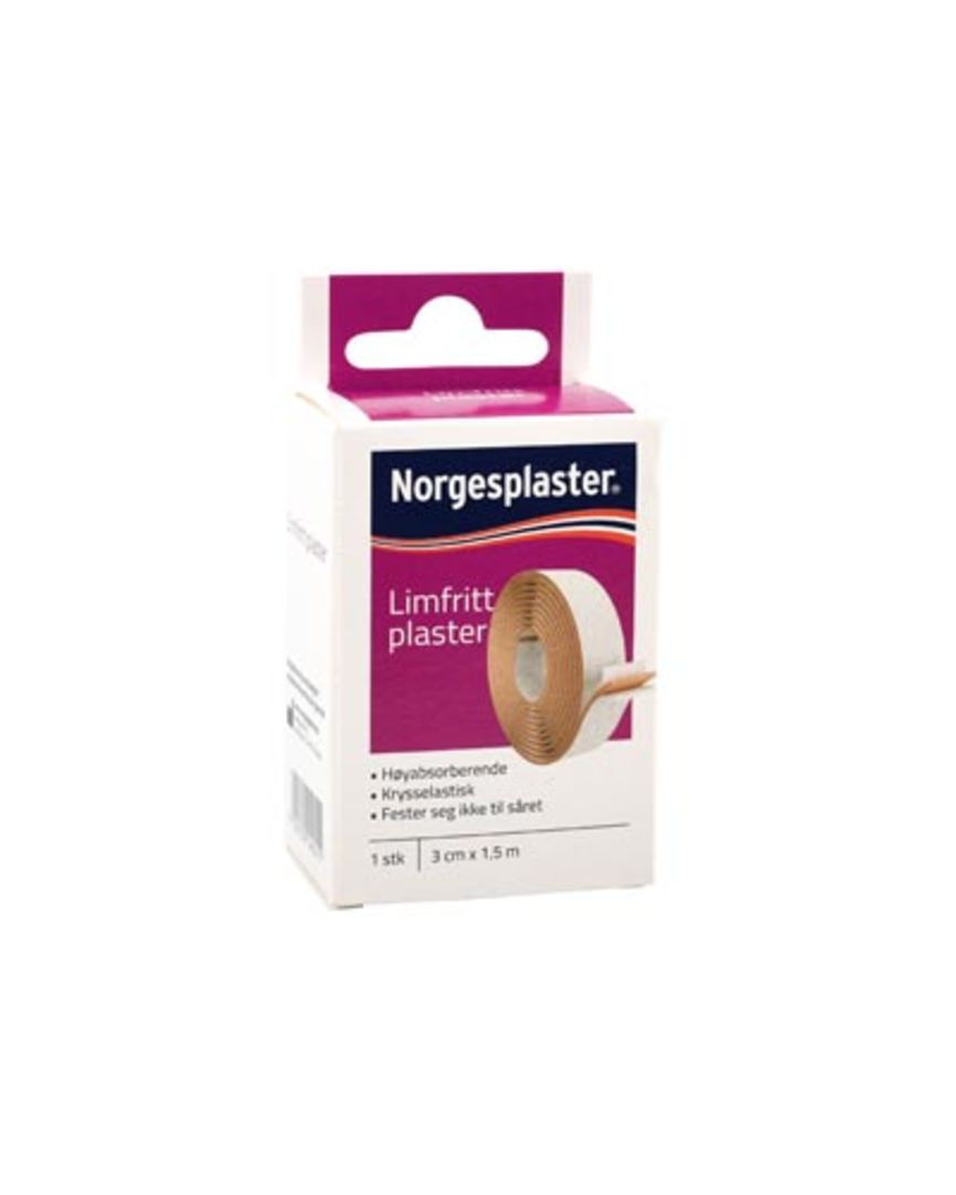 Norgesplaster limfritt plaster 3cmx1,5m - 1 stk rull