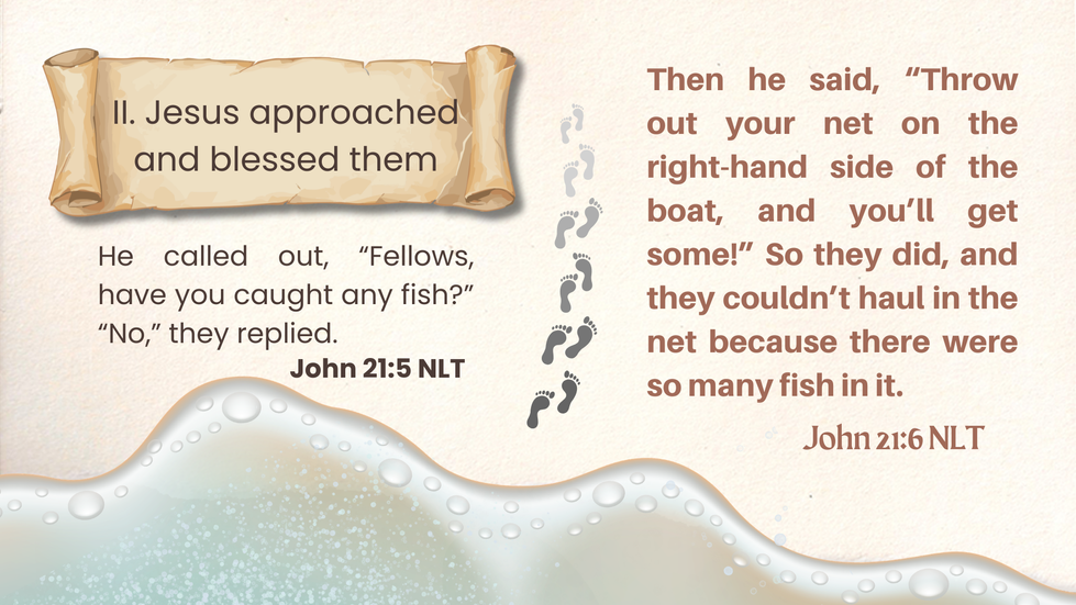 Presentation design for a Christian youth fellowship illustrating courage and faith through the “out of the boat” concept and visual storytelling