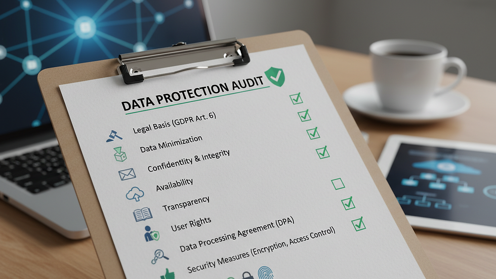 Close-up of a checklist with data protection criteria