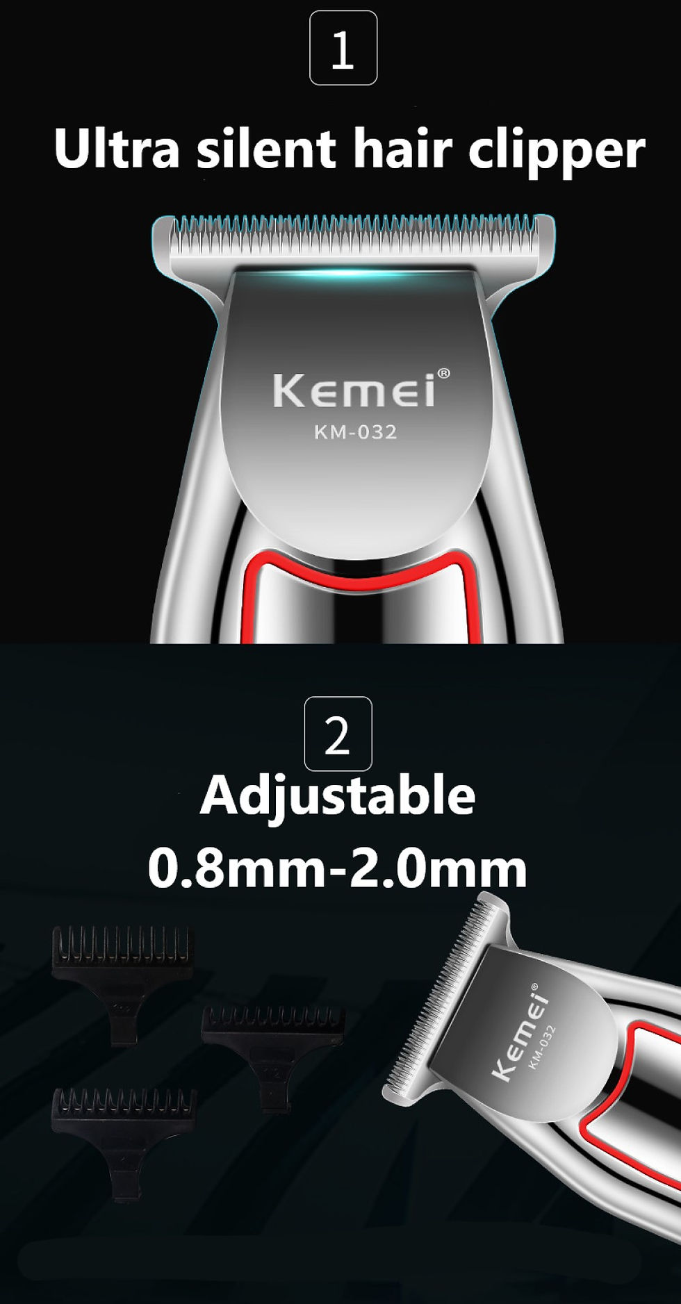 Thumbnail: Máquina de Cortar Cabelo Profissional Kemei KM-032