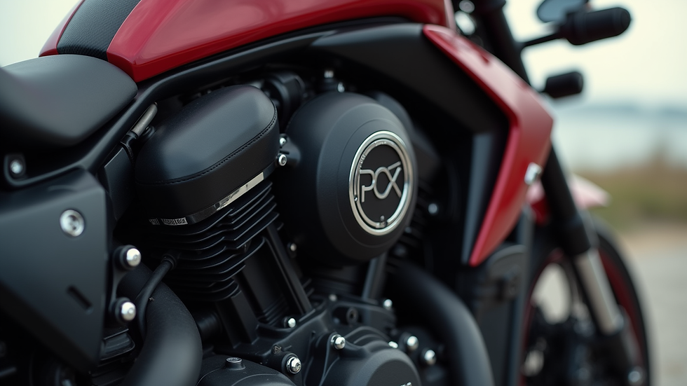 close-up view of a motorcycle custom part installed on a PCX