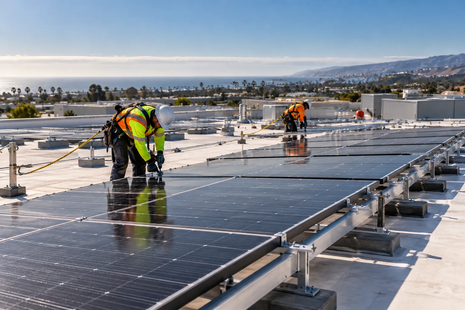 Commercial rooftop solar installation