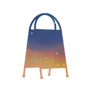 A graphic of an A-frame sign, filled with a blue-yellow gradient