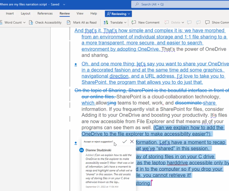 A cloud Word document is edited with formatting shown