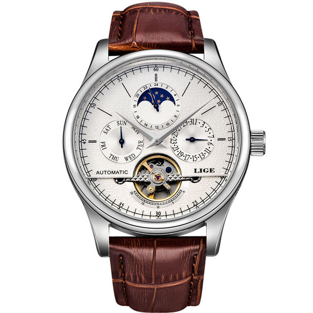 Thumbnail: Men Mechanical Casual Watches  Retro  Waterproof Leather Luxury