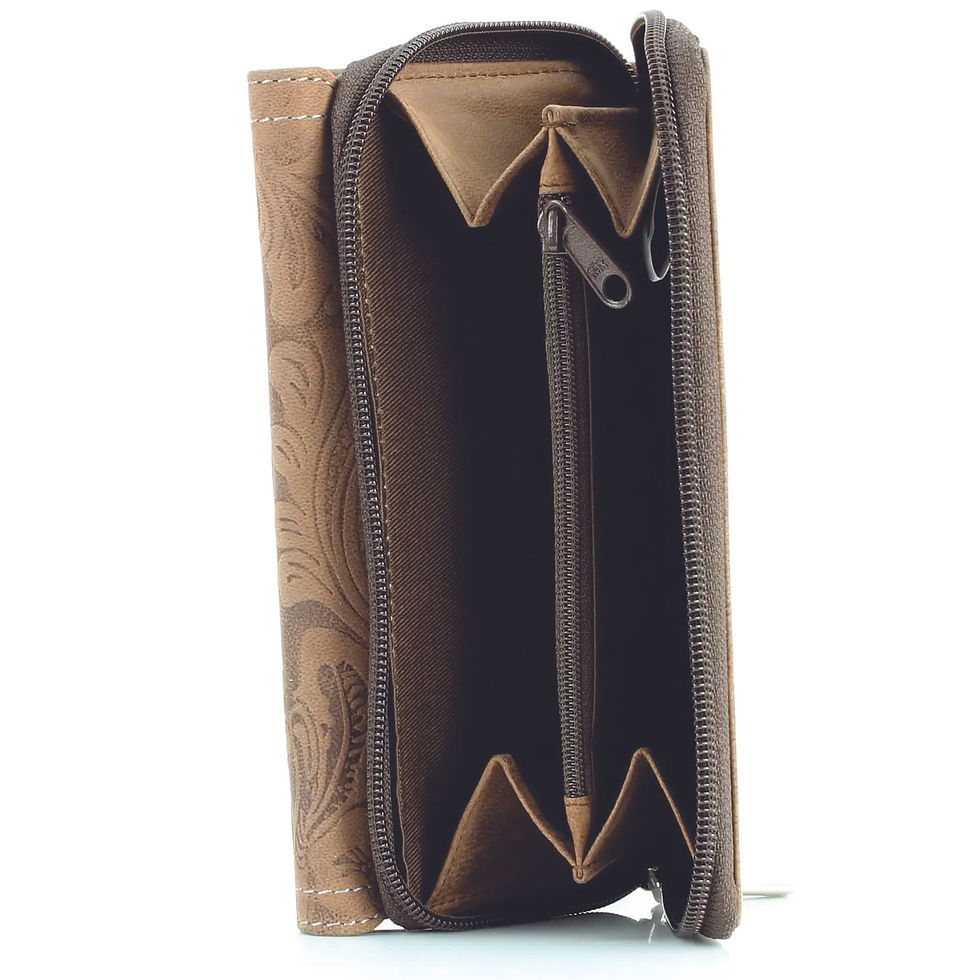 Thumbnail: American Bison Floral Tooled Ladies Flapover Clutch
