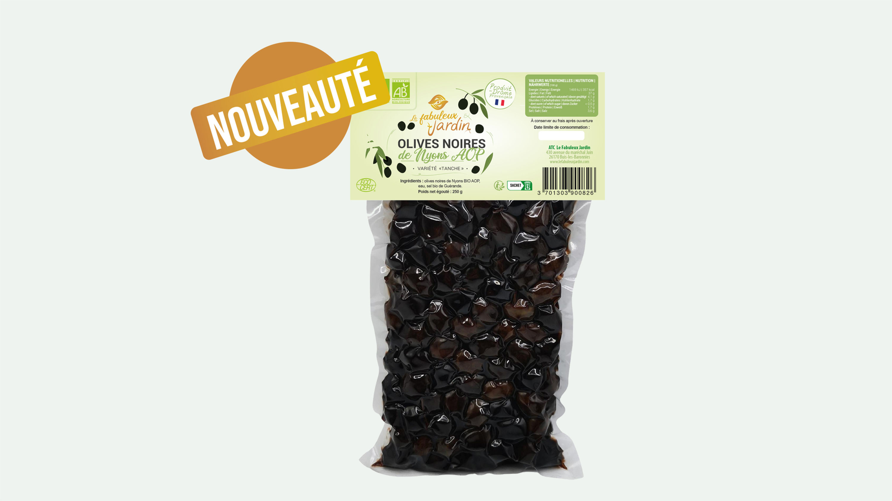 Olives Noires de Nyons Bio  500 gr.