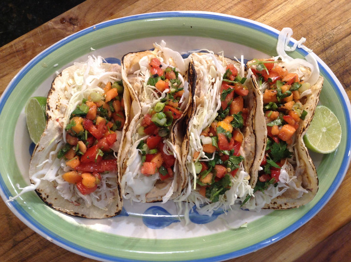 Yellowtail Fish Taco & Papaya Salsa!