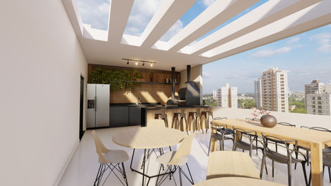 Espaço de lazer e convívio. O Rooftop do  ICONI Jardim São Paulo conta com vista da Capital paulista, espaço de festas e Piscina, modernidade e conforto sem sair de casa.