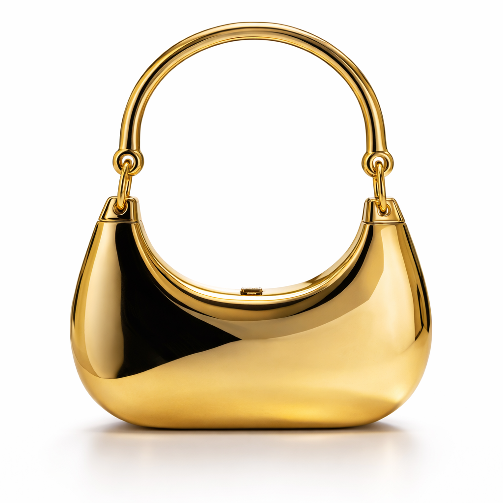 Gold Crescent Luxe Handbag