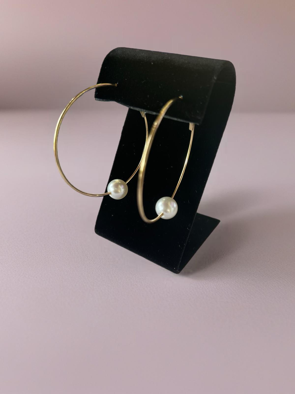 Minimalist Pearl Hoop Earrings