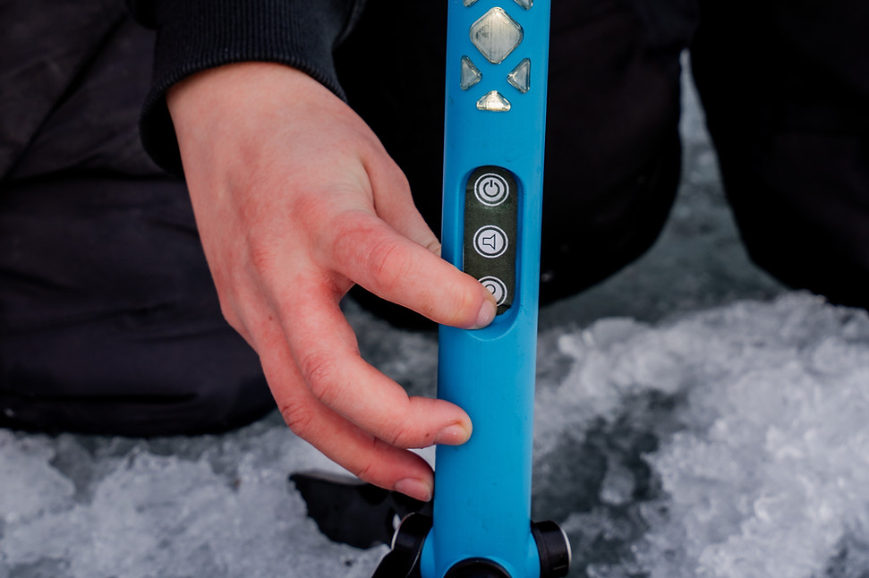 Close up of ice Hawk fishing tool