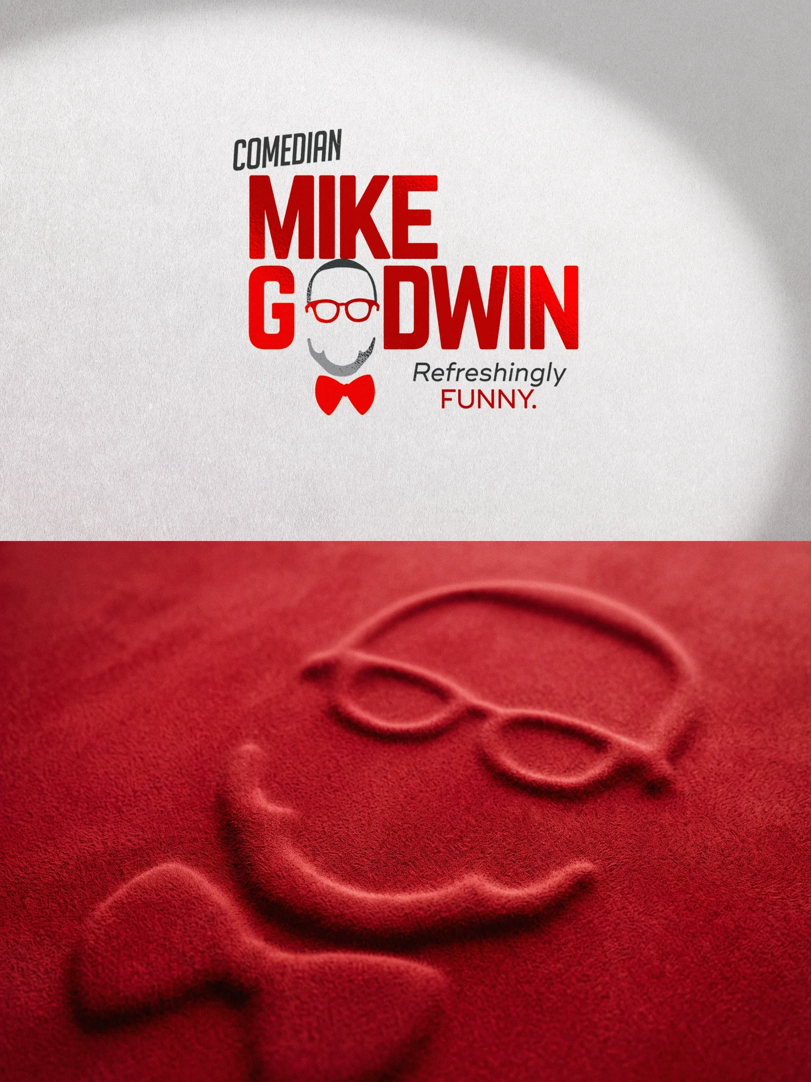 Mike Goodwin speaker branding: logo presentation and embossed material detail.