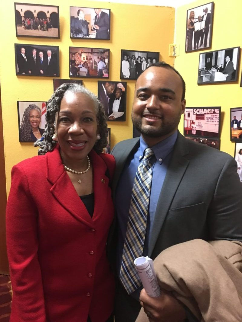 Dr. Helen Holton with Councilman Kristerfer Burnett