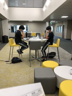 Greg and Evan Studying