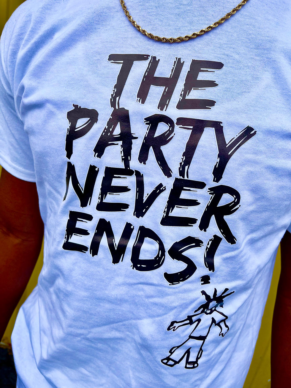 Thumbnail: "The Party Never Ends!" Isaiah's Ultiverse Tee (white)