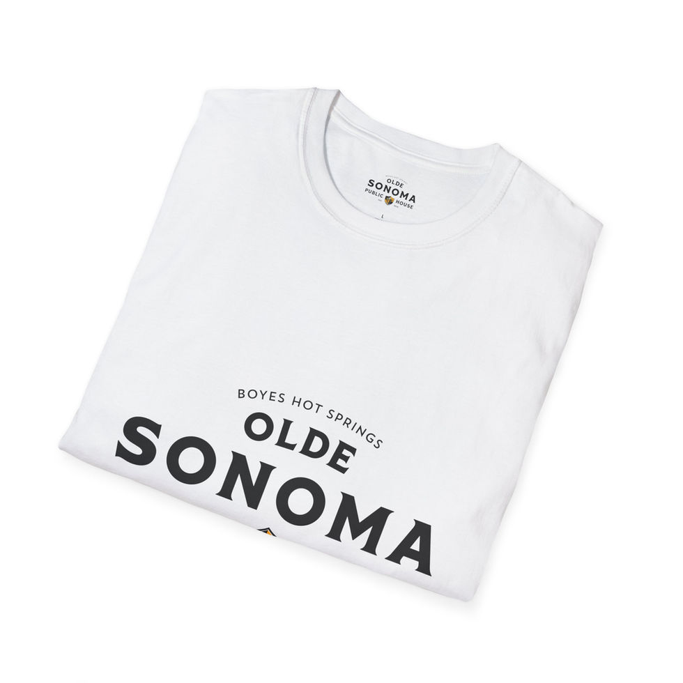 olde sonoma public house white t-shir t with logo on front